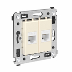 Компьютерная розетка RJ-45 без шторки в стену, кат.6 двойная, "Avanti", "Ванильная дымка"