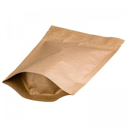 Металлизированный крафтовый дой-пакет с многоразовым замком zip-lock. Размер 105*190 мм