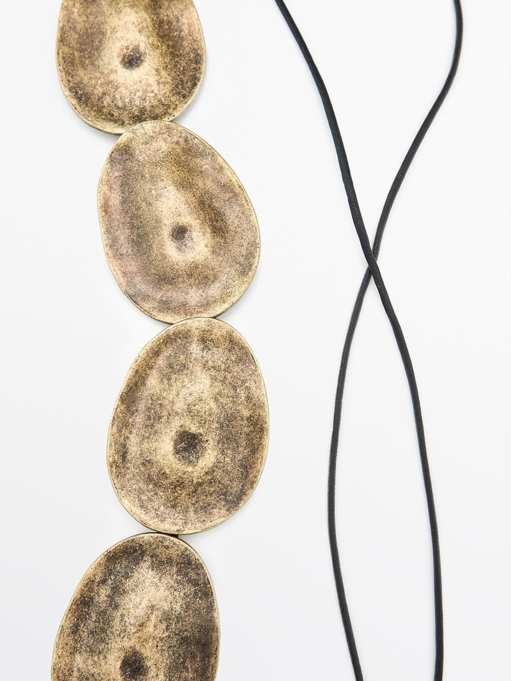 Massimo Dutti Ремень с овальными металлическими деталями, золотистый