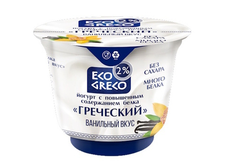 Йогурт Греческий "ECO GRECO" Ванильный вкус 2% 230г. Бабушкина крынка