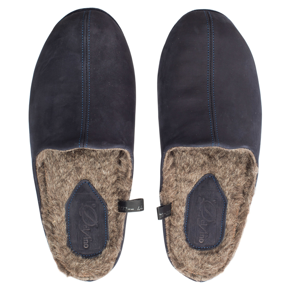778137 туфли домашние мужские синие шерсть