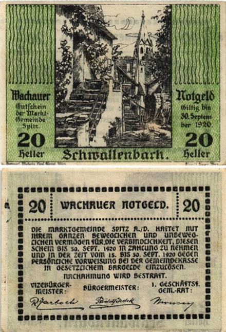 Австрия 20 геллеров 1920 Швалленбах aUNC