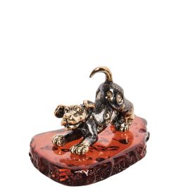 Народные промыслы AM- 227 Фигурка «Далматинец» (латунь, янтарь)