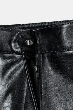 ZARA ДЛИННЫЕ ШОРТЫ ИЗ ИСКУССТВЕННОЙ КОЖИ, ЧЕРНЫЙ