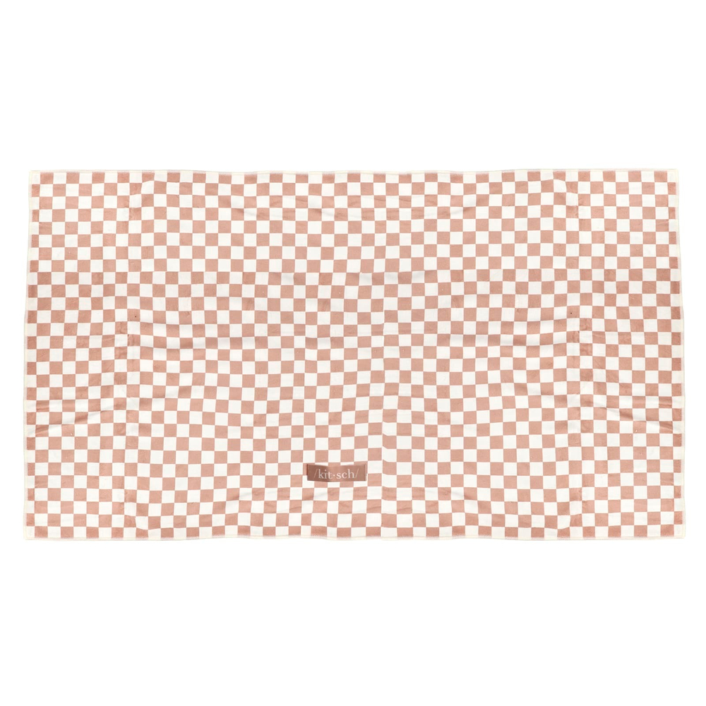 Kitsch, Быстросохнущее полотенце для волос, очень большое, в терракотовую клетку, 1 упаковка
