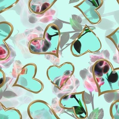 Сердечки с красивыми розами