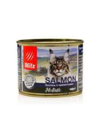 Blitz 200г конс. Holistic Salmon Влажный корм для кошек Лосось и креветки (суфле)