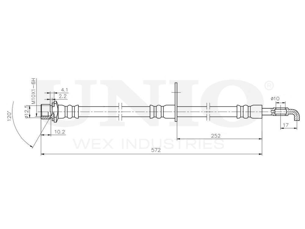 Шланг тормозной передний правый UNIO BRH-10100