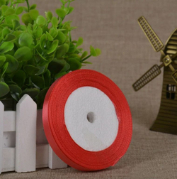 Лента атласная 12 мм  (23 метра, цвет №181 коралловый)