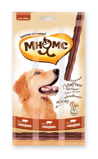 Мнямс лакомство для собак палочки со вкусом говядины 45 гр