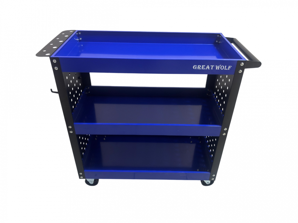 Инструментальная тележка GW-3ST3 BLUE (3 полки, с перфорацией, синяя, Great Wolf)