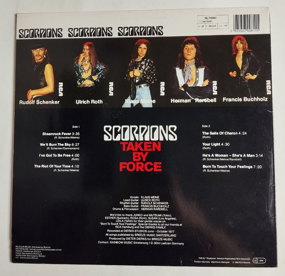 Винтажная виниловая пластинка LP Scorpions Taken By Force (Germany 1983)