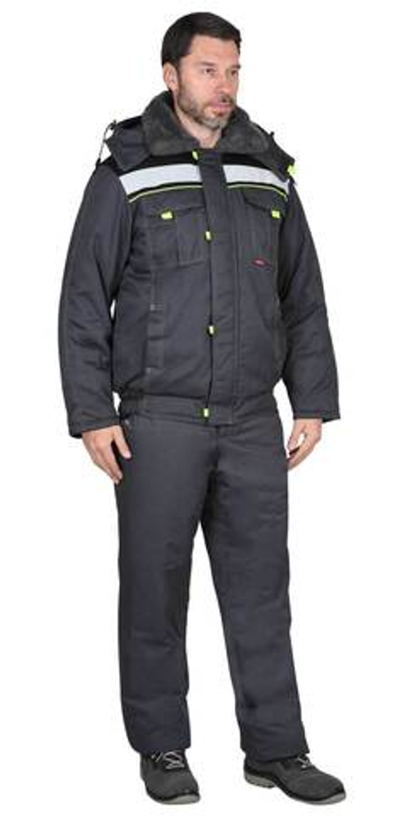 Куртка "ФАВОРИТ" зим. кор. цвет, т.серый с черным мех. ворот, СОП 50 мм