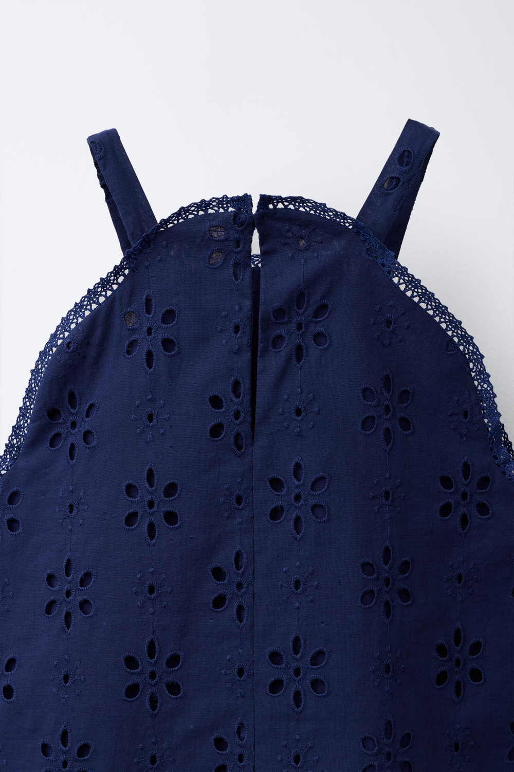 ZARA ТОП С АЖУРНОЙ ВЫШИВКОЙ, МОРСКОЙ СИНИЙ