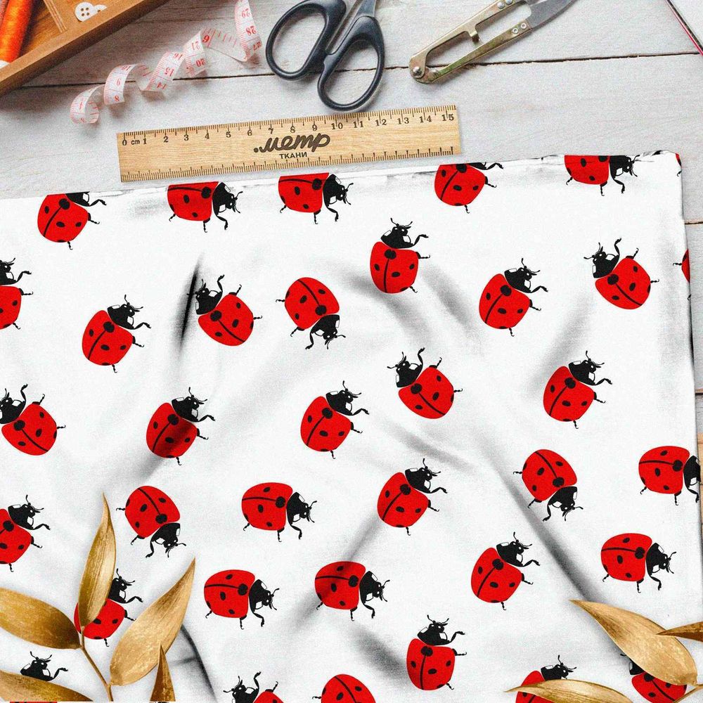 Ткань оксфорд 210 божьи коровки