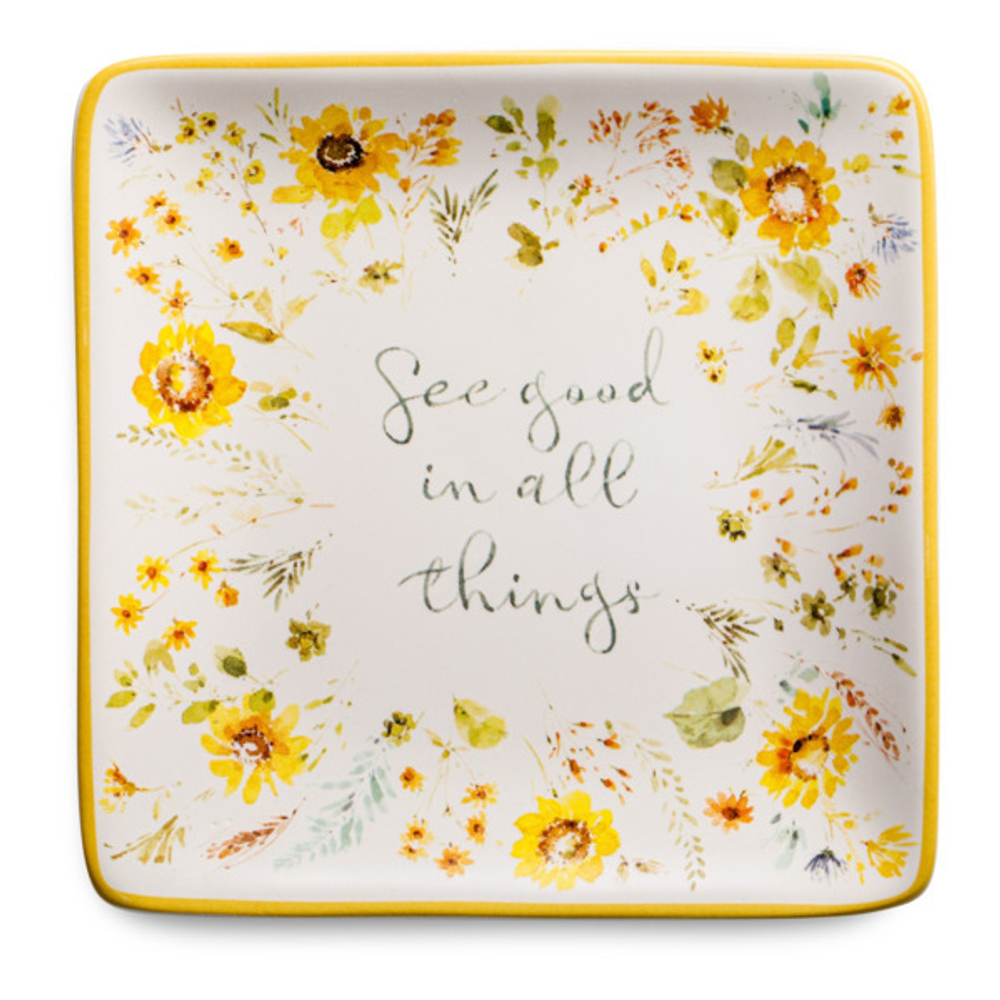 Тарелка пирожковая квадратная 15см Certified Int Подсолнухи смотри на жизнь проще