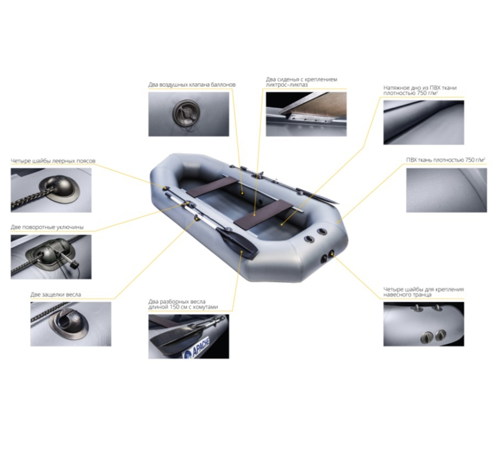 Лодка ПВХ APACHE 220 графит