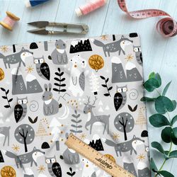 Ткань бязь зимующие дикие животные