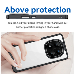 Усиленный чехол для Xiaomi Redmi Note 14 Pro+, увеличенные защитные свойства, мягкий отклик кнопок, боковые рамки черного цвета