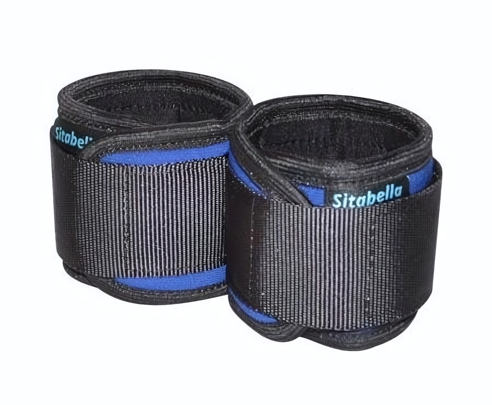 Сине-черные неопреновые наручники (Цвет: синий с черным)