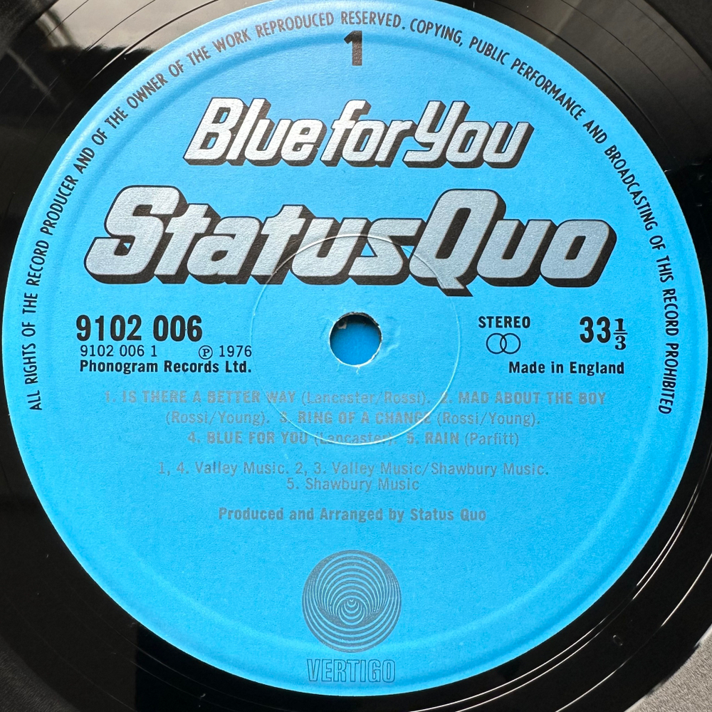Status Quo - Blue For You (Англия 1976г.)