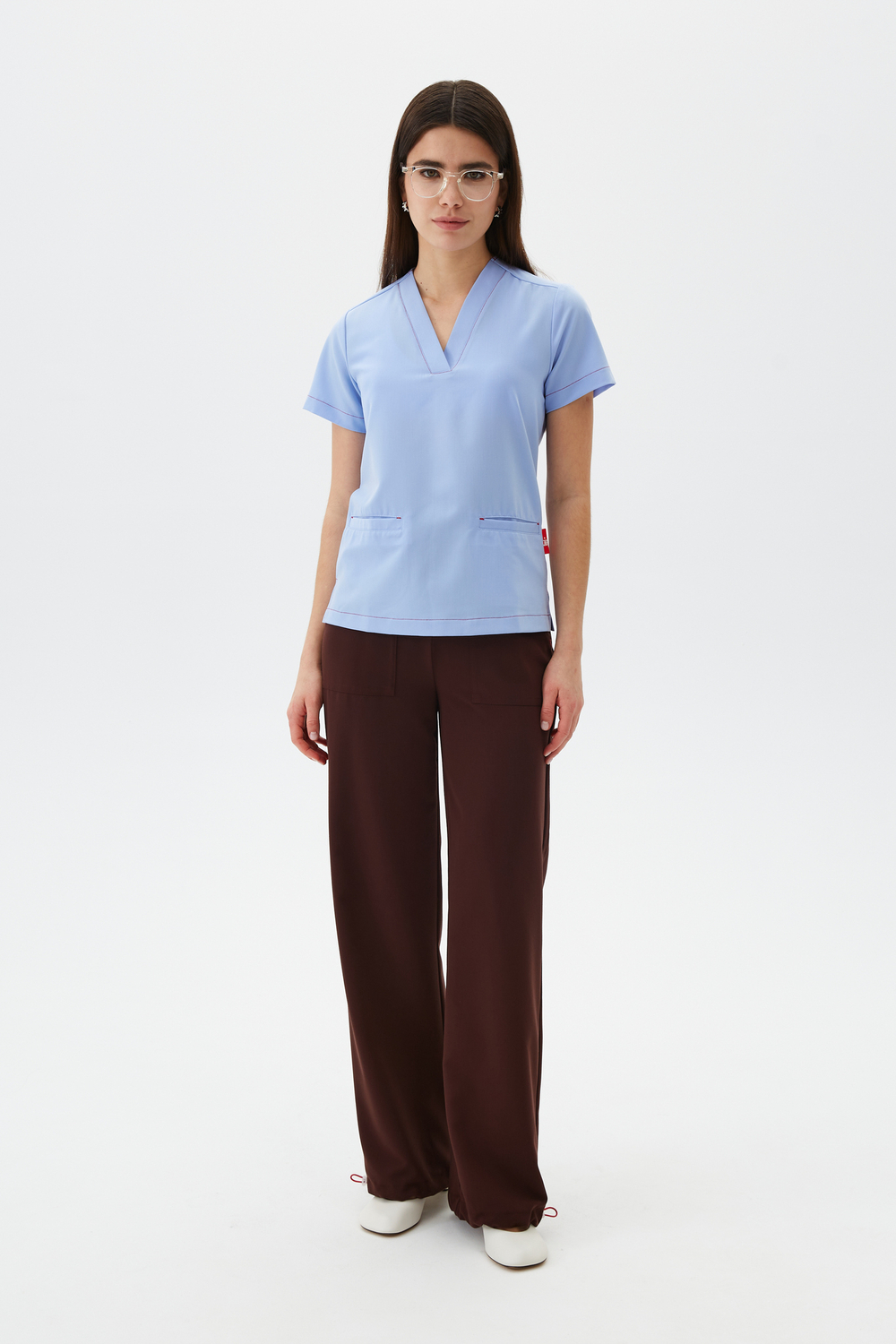 Брюки свободные медицинские женские Йошо, шоколад