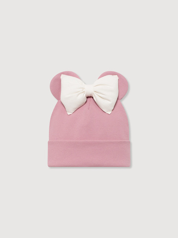 Шапка Минни, Пудровый с белым бантом
