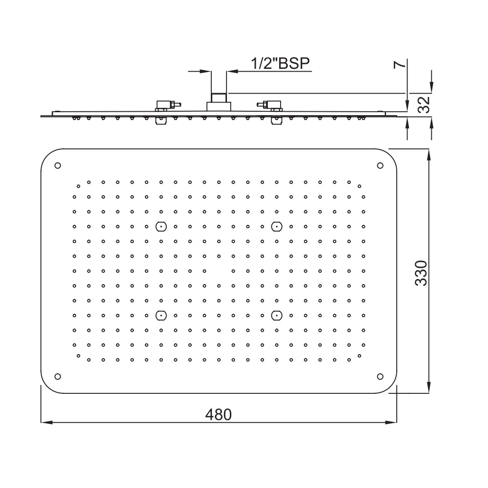 Artize, потолочный душ, Rainjoy, 2-режимн., 480х330 мм,  Хром OSA-CHR-70003