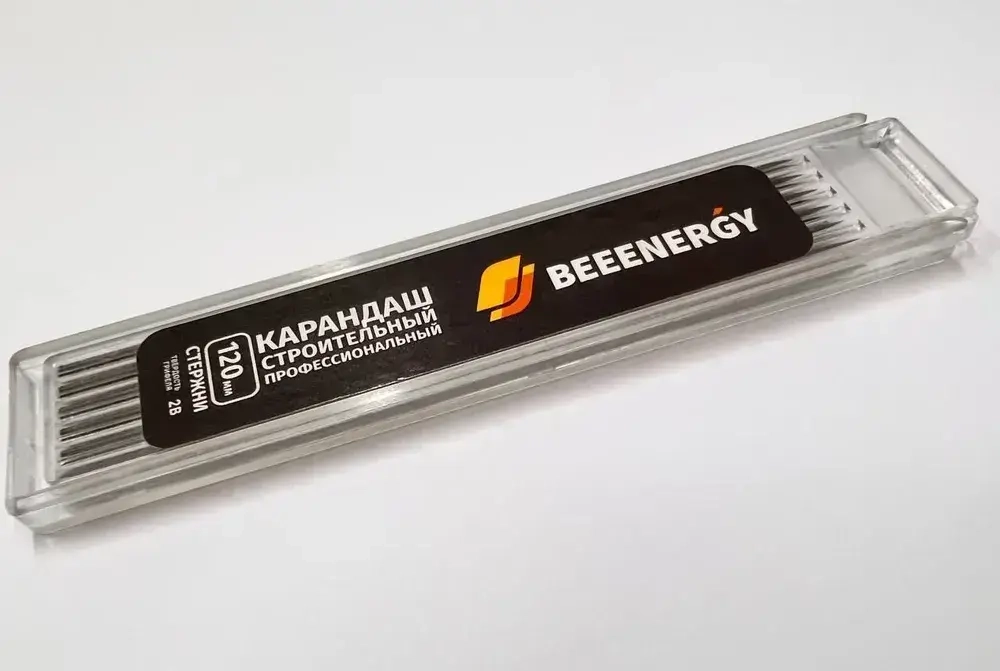Набор грифелей 6 шт. для строительного карандаша "Beeenergy" в выдвижном пенале (твердость2B)