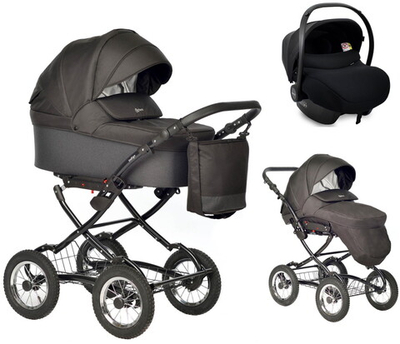 Детская коляска Indigo Barbara 21 Classic 3 в 1 с автокреслом Avionaut Cosmo Ba06 черный