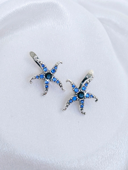 "Охио" серьги в серебряном покрытии из коллекции "Морской коктейль" от Jenavi  с английским замком