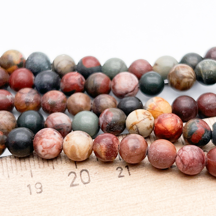 "Яшма пикассо" бусины, диаметр около 6,1-6,3 мм, цена за нить 38 см