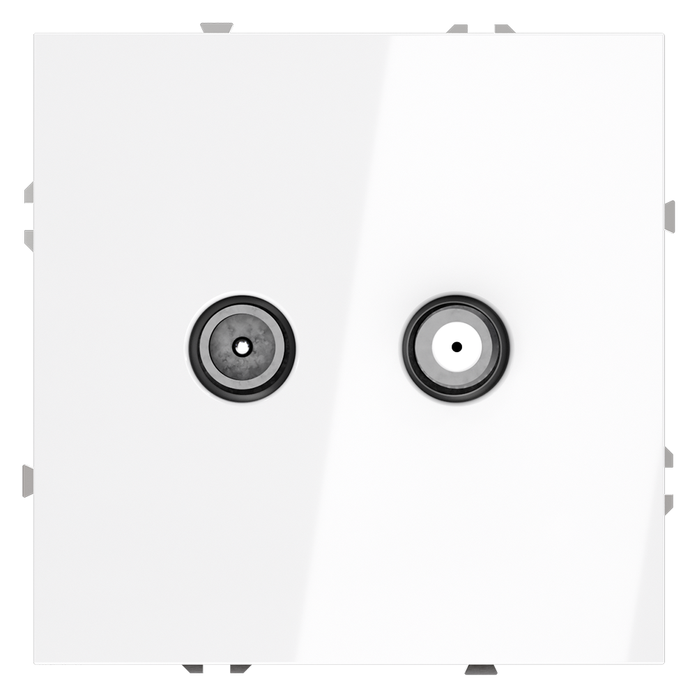 Розетка телевизионная встраиваемая VOLTUM S70 оконечная TV+SAT, (белый глянцевый)