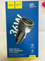 АЗУ Hoco NZ14 Guerrero 36W Dual-port Car Charger Black