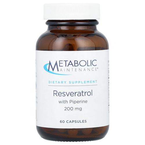 Metabolic Maintenance, ресвератрол с пиперином, 200 мг, 60 капсул