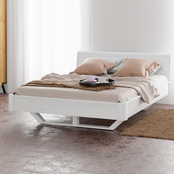 Кровать 200х200 Калантея, двуспальная, деревянная из массива сосны, белый