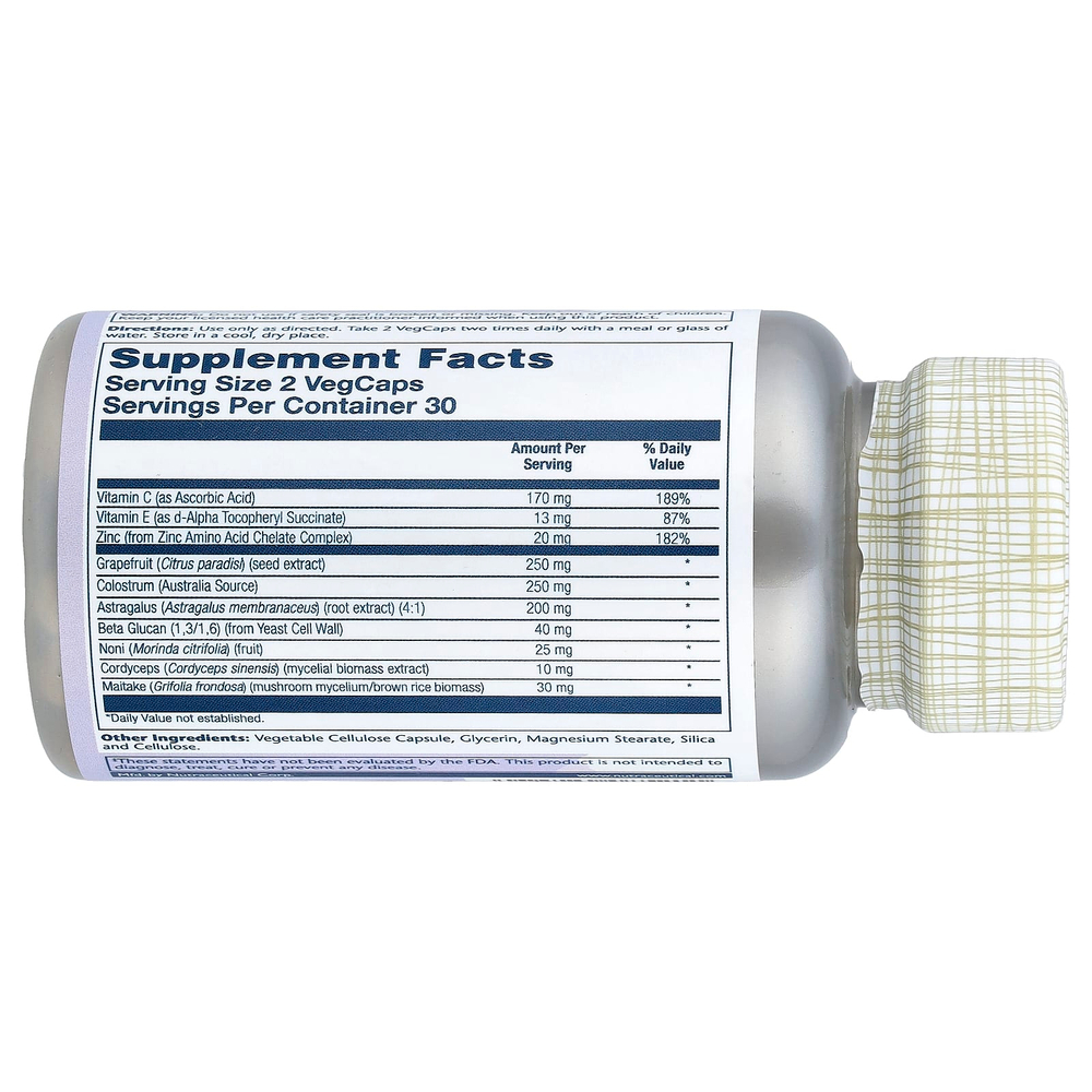 Solaray, экстракт косточек грейпфрута с цинком, бета-глюканом и астрагалом, 60 растительных капсул