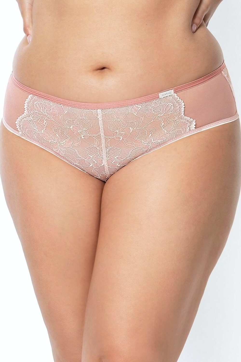 Трусики-шорты Chelo из кружевного полотна и эластичной сетки (Размер: XL) (Цвет: розовый)