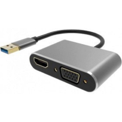 VCOM  CU322M Кабель-переходник USB 3.0 (Am) --&gt; HDMI(f)+VGA(f), Aluminum Shell