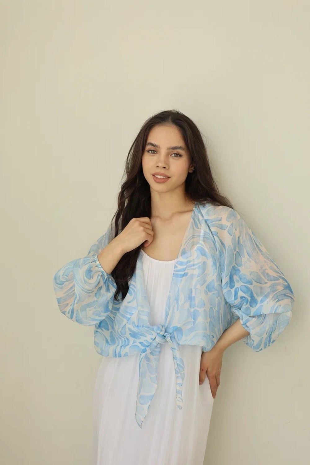 топ из струящейся ткани, с принтом