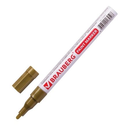 Маркер-краска лаковый, 1-2мм, золотой, нитро-основа, Brauberg