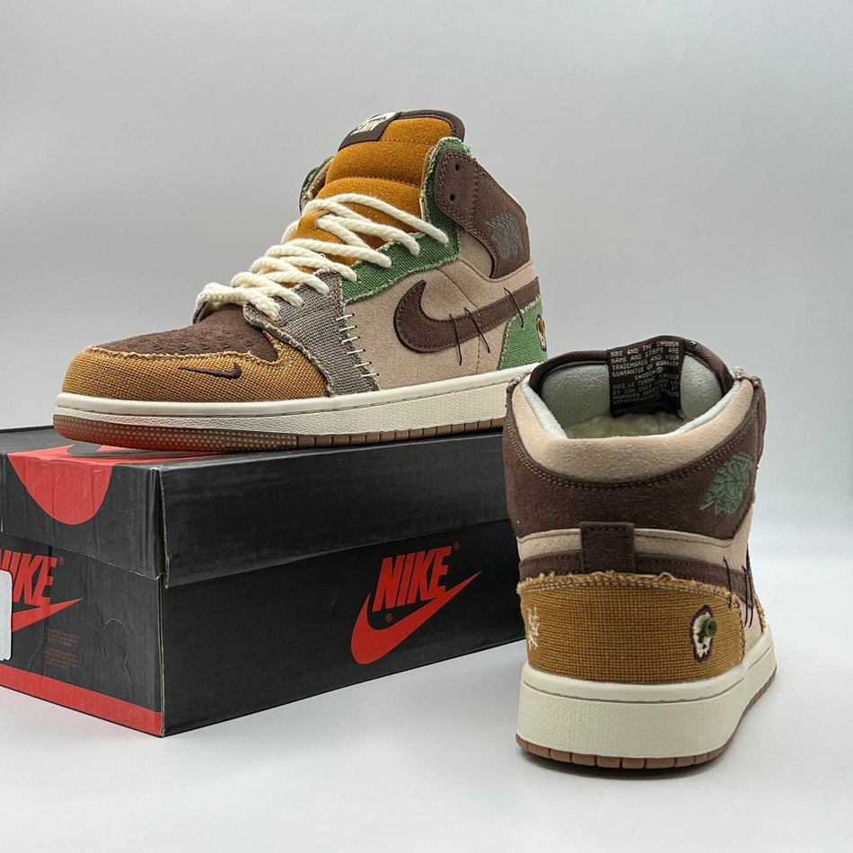 Кроссовки Nike Air Jordan 1 ZW с мехом #B69 (беж.)