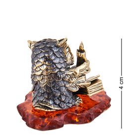 Народные промыслы AM-3708 Фигурка «Сова Читатель» (латунь, янтарь)