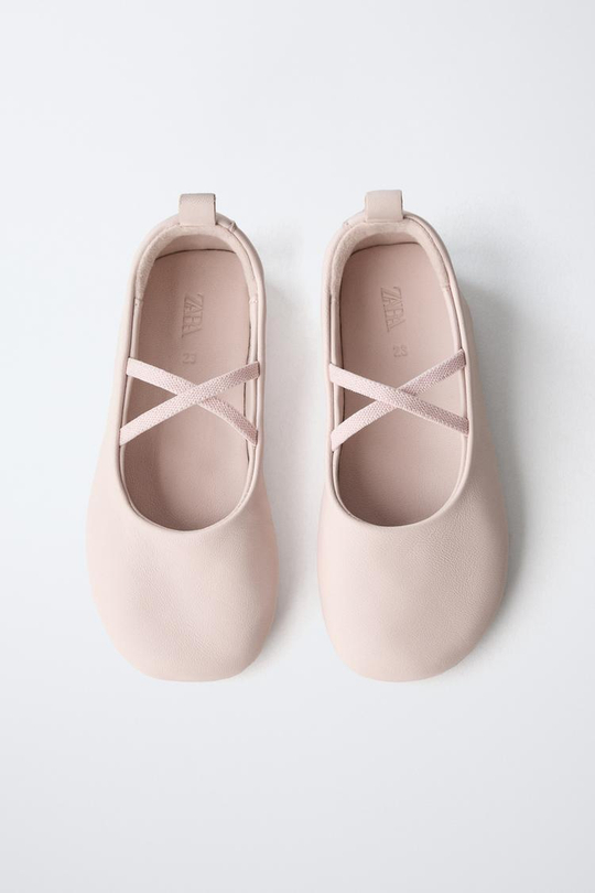 ZARA КОЖАНЫЕ БАЛЕТКИ, РОЗОВЫЙ