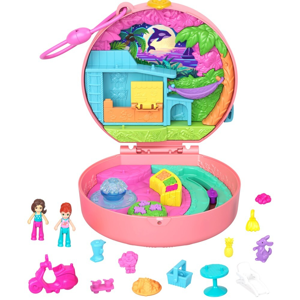 Polly Pocket - Собачка-скутер Компактный набор + 2 куклы + аксессуары HWN98 / артикул   JFG56 HWN98  / GTIN 194735217830