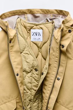 ZARA ПАРКА «2 В 1» С ЖИЛЕТОМ WATER-REPELLENT, ЗОЛОТОЙ