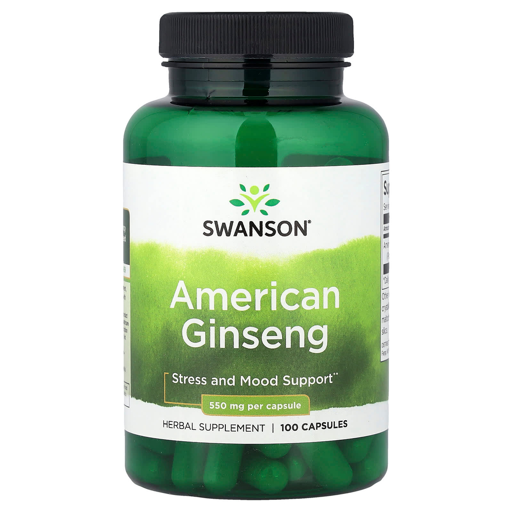 Swanson Vitamins, Американский женьшень, 550 мг, 100 капсул