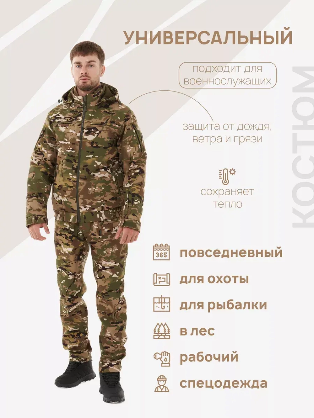 Костюм камуфляжный на флисе демисезонный Горка