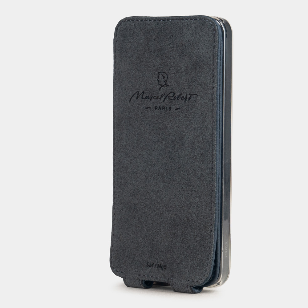 Чехол для Samsung Galaxy S24 из натуральной кожи теленка, синего цвета