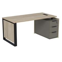 15СОЛУ.1608 Стол рабочий с люч, на опорной угл тумбе, с ящ (метаб), с замком (1660*884*750)